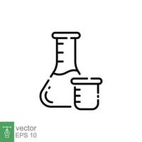 química copos ícone. simples esboço estilo. erlenmeyer frasco, laboratório teste tubo, catalisador, químico vidro conceito. fino linha símbolo. vetor ilustração isolado em branco fundo. eps 10.