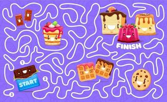 labirinto Labirinto desenho animado doces sobremesa personagens vetor