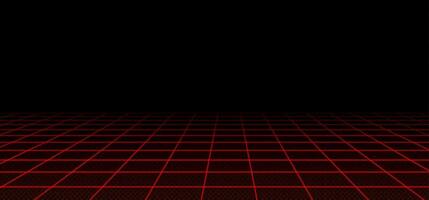 retro futurista vermelho laser rede perspectiva vetor