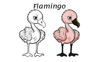 fofa flamingo animal coloração livro ilustração vetor