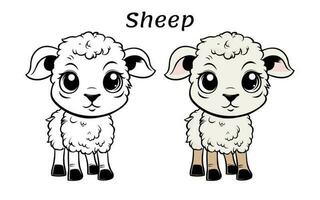 fofa ovelha animal coloração livro ilustração vetor
