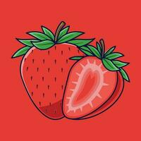 morango fruta desenho animado vetor ícone ilustração. Comida fruta ícone conceito isolado Prêmio vetor. plano desenho animado estilo adequado para rede aterrissagem página, bandeira, adesivo, fundo