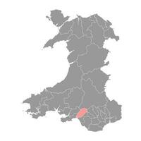 distrito do por baixo mapa, distrito do País de Gales. vetor ilustração.