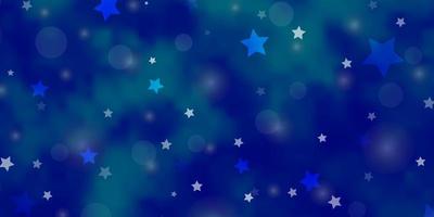 modelo de vetor azul claro com círculos estrelas glitter ilustração abstrata com gotas coloridas modelo de estrelas para sites de cartões de visita