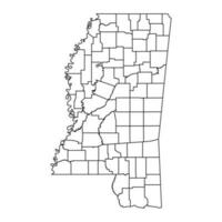 Mississippi Estado mapa com condados. vetor ilustração.