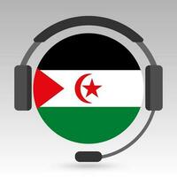 sahrawi árabe democrático república bandeira com fones de ouvido, Apoio, suporte placa. vetor ilustração.