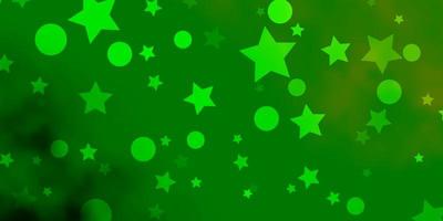 fundo de vetor amarelo verde claro com estrelas de círculos ilustração colorida com pontos de gradiente padrão de estrelas para o design de papéis de parede de tecido