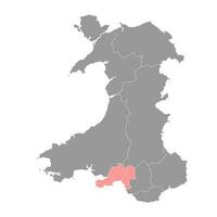 oeste glamorgan condado, País de Gales. vetor ilustração.