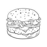 Hamburger. ilustração vetorial desenhada à mão, estilo cartoon vetor