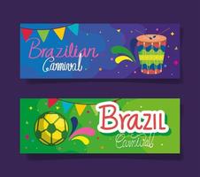 conjunto de cartaz carnaval brasil com decoração vetor