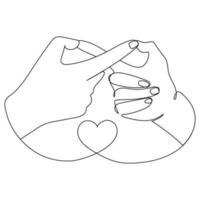 infinidade placa com dois dedo gesto.símbolo do eterno amor, amizade.dois mãos mostrar infinidade placa linha arte desenho.romântico cartaz, impressão, logotipo desenho,ícone ou tatuagem Projeto dentro mínimo estilo.vetor vetor