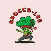 brócolis kung fu lutador desenho animado ilustração vetor
