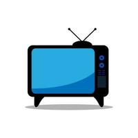 plano azul cor televisão com antena símbolo placa isolado em branco fundo. retro televisão casa elétrico ícone. vetor