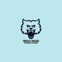 arte de linha de design de logotipo de cabeça de lobo vetor