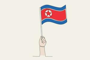 uma mão elevado a norte Coréia bandeira vetor