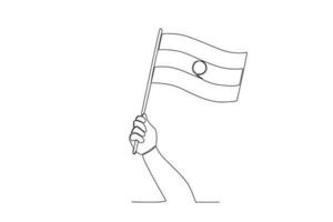 uma mão detém uma bandeira às da Índia independência dia celebrações vetor