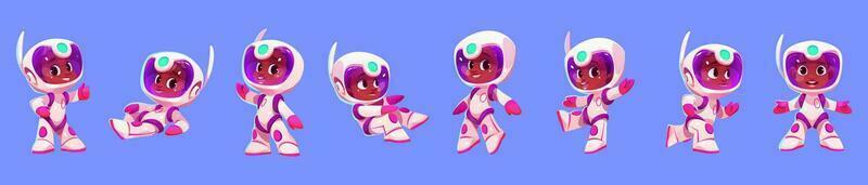 desenho animado conjunto do africano americano criança astronauta vetor