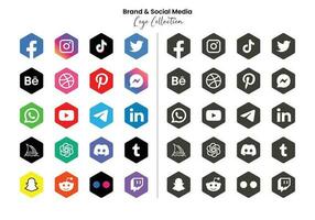 popular social rede símbolos, social meios de comunicação logotipo ícones coleção vetor