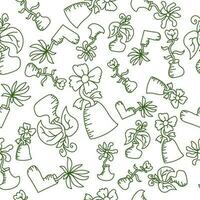 mão desenhado desatado padronizar com verde flores vetor Projeto. perfeito para têxtil impressões