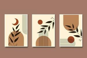 meio século moderno minimalista abstrato estético geométrico ilustração. moderno poster mínimo dentro boho estilo para parede arte vetor