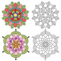 mandala flor 2 estilo coloração para adultos. vintage decorativo elementos. oriental padrão, vetor ilustração. mandala coloração página.