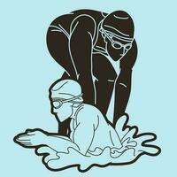 natação esporte masculino e fêmea nadador misturar açao vetor