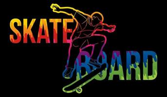 skate texto projetado com masculino jogador grafite vetor