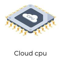 nuvem CPU ícone dentro isométrico Projeto. vetor