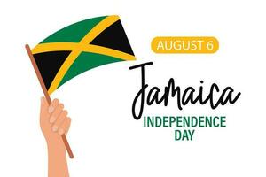Jamaica independência dia. uma mão com a bandeira do Jamaica. Jamaica independência dia bandeira. ilustração, poster, vetor