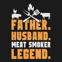 engraçado masculino pai marido carne fumante lenda grelhar Papai carne fumar SVG vetor camiseta