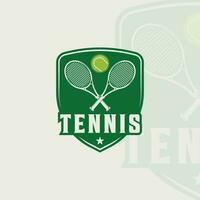 raquetes e bola do tênis logotipo emblema vetor ilustração modelo ícone gráfico Projeto. esporte placa ou símbolo para clube ou torneio com crachá