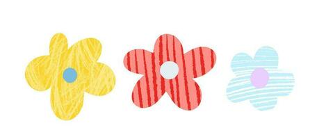 desenhado à mão colori infantil simples plano arte com flores dentro sca vetor