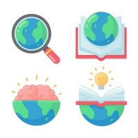 globo em livro a conceito do Aprendendo a partir de lendo livros para desenvolve conhecimento. vetor