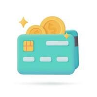 3d crédito cartão ícone. conectados pagamento. sem dinheiro sociedade para compras. 3d ilustração. vetor