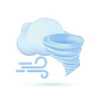 3d clima previsão ícones branco nuvens dentro a chuvoso estação com Forte ventos e chuva vetor