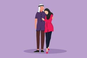 desenho animado plano estilo desenhando jovem casal homem e mulher dentro amor de abraçando cada outro. romântico árabe casal dentro amor gastos Tempo juntos ao ar livre. feliz família. gráfico Projeto vetor ilustração