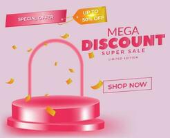 3d pódio produtos exibição mega venda especial oferta vetor