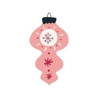 fofa Rosa Natal ornamento, retro bugiganga, desenho animado plano vetor ilustração isolado em branco fundo. vintage Natal árvore decoração. inverno feriado celebração Festa.