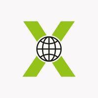 carta x global logotipo Projeto. mundo logótipo símbolo vetor modelo