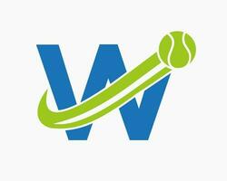 tênis logotipo em carta W. tênis esporte Academia, clube logotipo placa vetor
