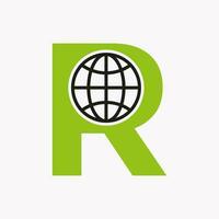 carta r global logotipo Projeto. mundo logótipo símbolo vetor modelo