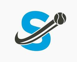 tênis logotipo em carta s. tênis esporte Academia, clube logotipo placa vetor