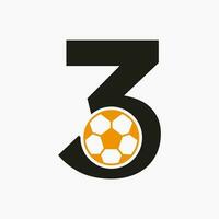 inicial carta 3 futebol logotipo. futebol logotipo Projeto vetor modelo