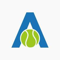 tênis logotipo em carta uma. tênis esporte Academia, clube logotipo placa vetor