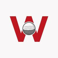 golfe logotipo em carta W. inicial hóquei esporte Academia sinal, clube símbolo vetor