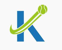 tênis logotipo em carta k. tênis esporte Academia, clube logotipo placa vetor