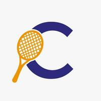 carta c padel tênis logotipo. padel raquete logotipo Projeto. de praia mesa tênis clube símbolo vetor