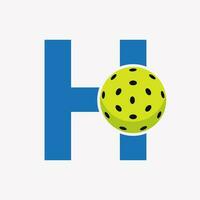 pickleball logotipo em carta h vetor modelo. salmoura bola logótipo