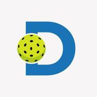 pickleball logotipo em carta d vetor modelo. salmoura bola logótipo