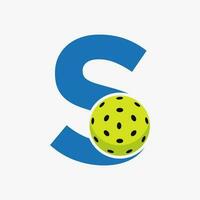 pickleball logotipo em carta s vetor modelo. salmoura bola logótipo